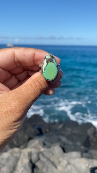 Turquoise Mountain Double Banded Sterling Silver Ring Size 6.5
