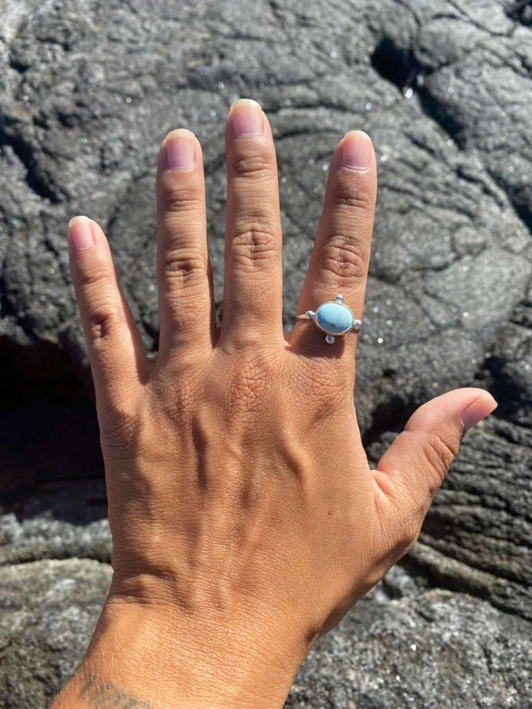 Gobi Desert Turquoise Stacker Ring - Size 9 - Glacier Ice Gobi