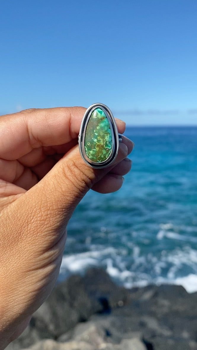 Bao Canyon Turquoise Sterling Silver Ring Size 6.75