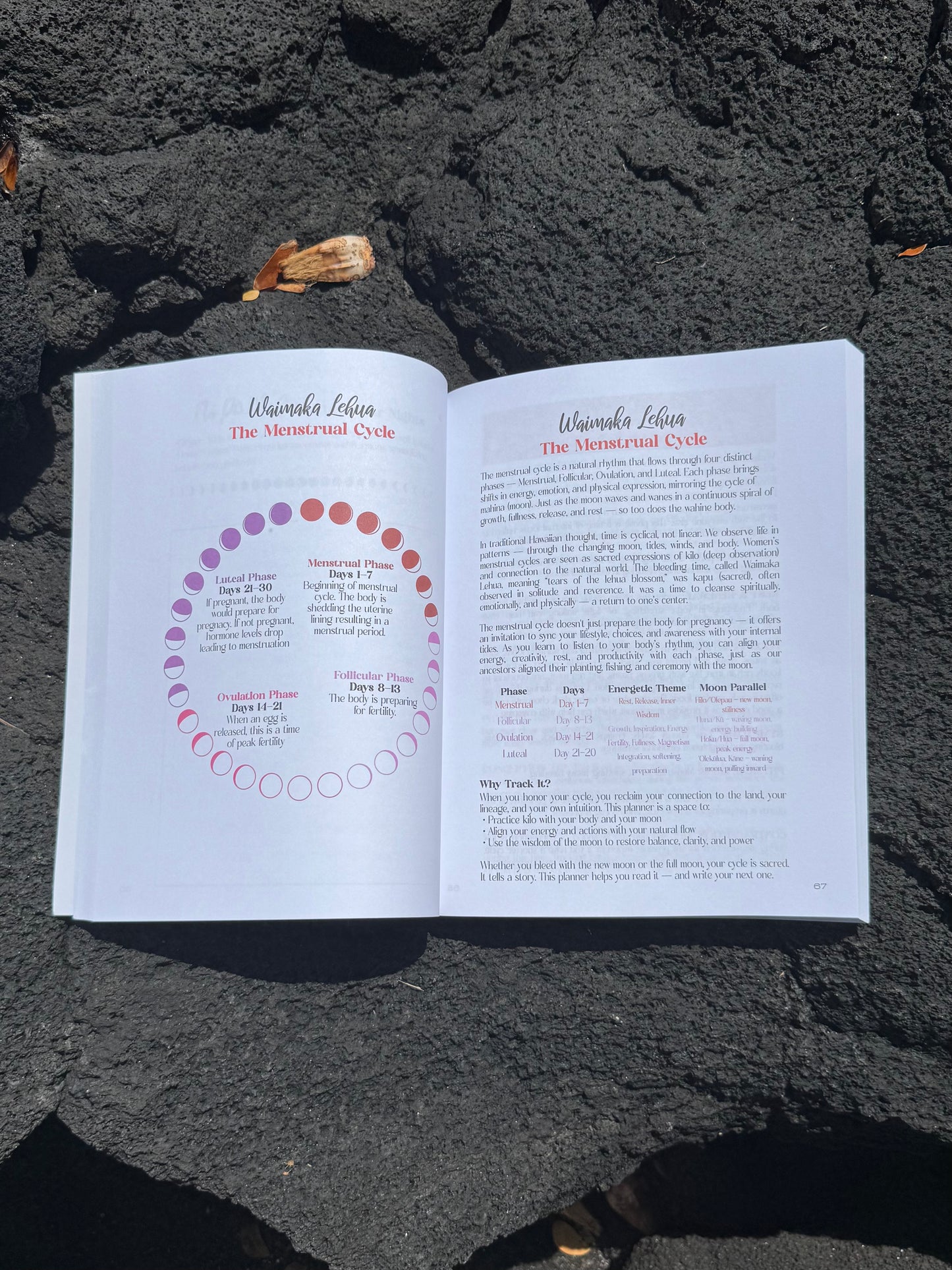 2026 - 2027 Waimaka Lehua Lunar Alignment Planner for Wahine Cycle Syncing - Red Cover