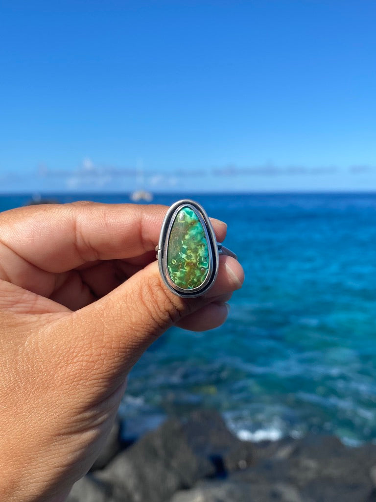 Bao Canyon Turquoise Sterling Silver Ring Size 6.75