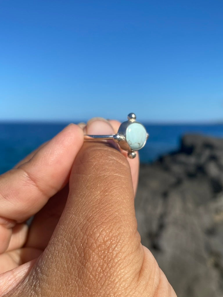 Gobi Desert Turquoise Stacker Ring - Size 9 - Glacier Ice Gobi