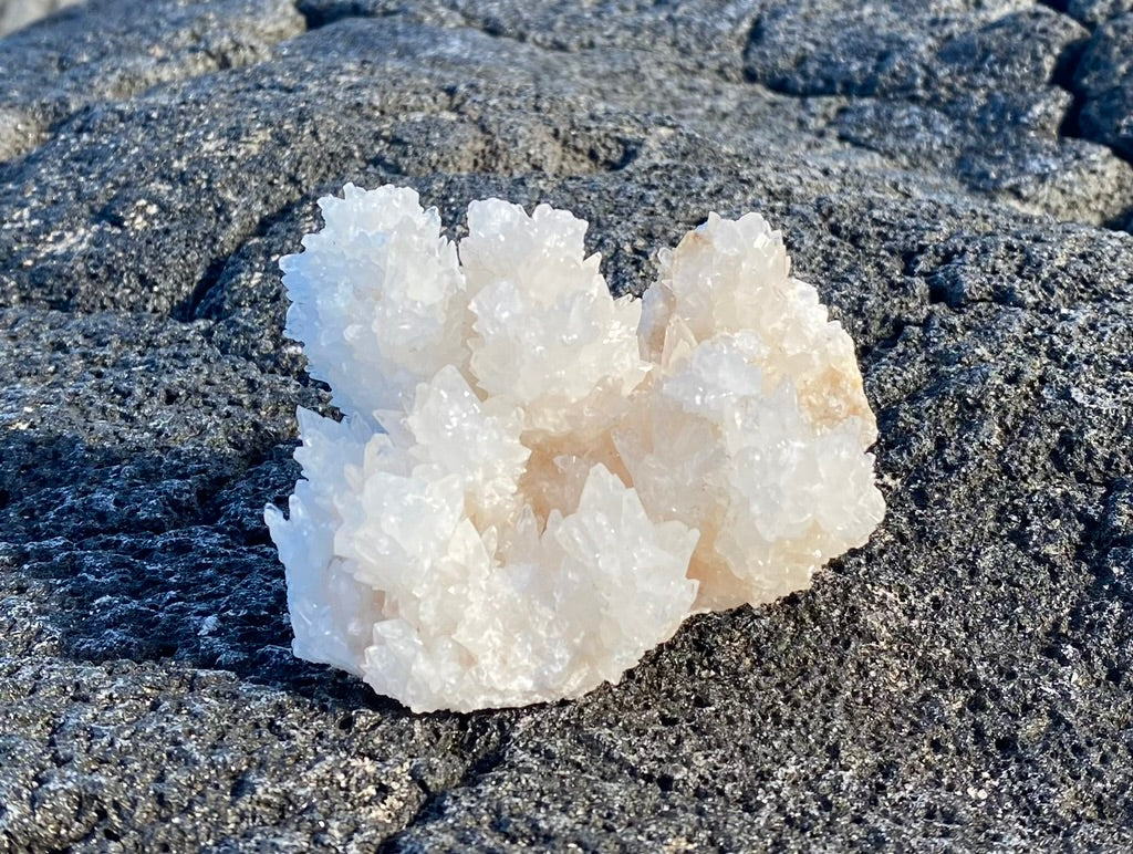 White Aragonite Cave Calcite Cluster
