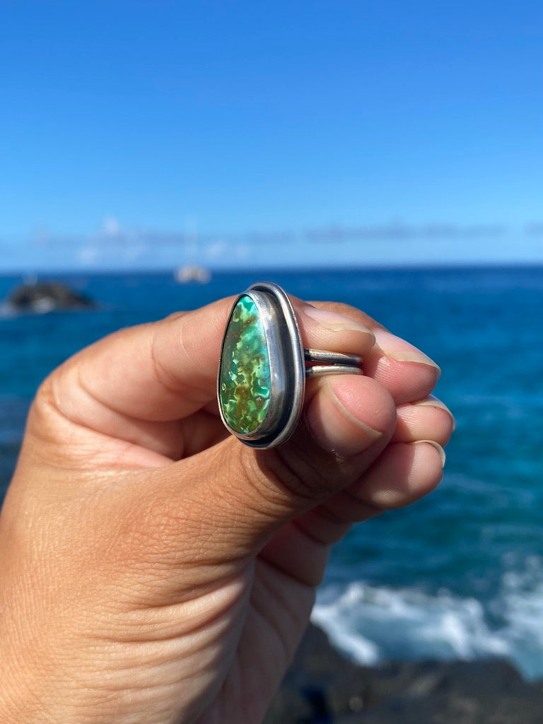 Bao Canyon Turquoise Sterling Silver Ring Size 6.75