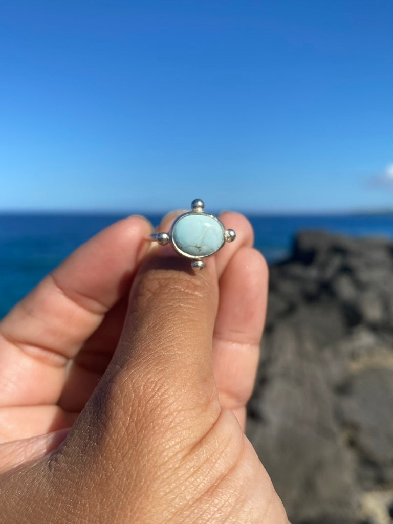 Gobi Desert Turquoise Stacker Ring - Size 9 - Glacier Ice Gobi
