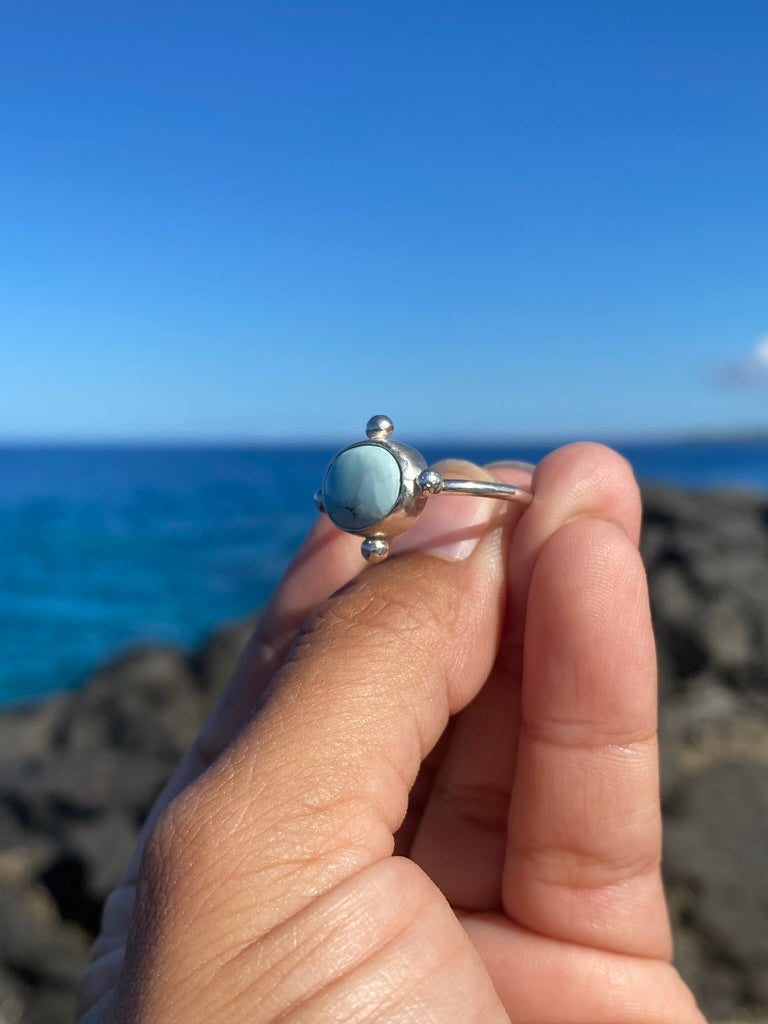 Gobi Desert Turquoise Stacker Ring - Size 9 - Glacier Ice Gobi