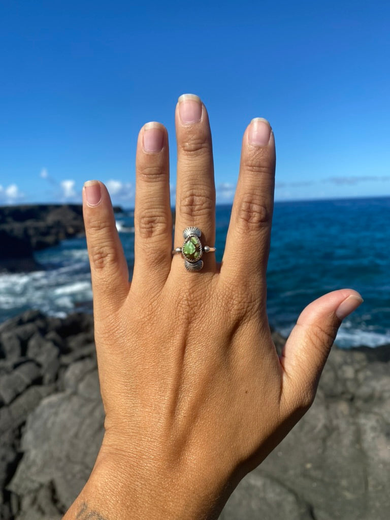 Bao Canyon Turquoise Sterling Silver Oracle Ring Size 7.25