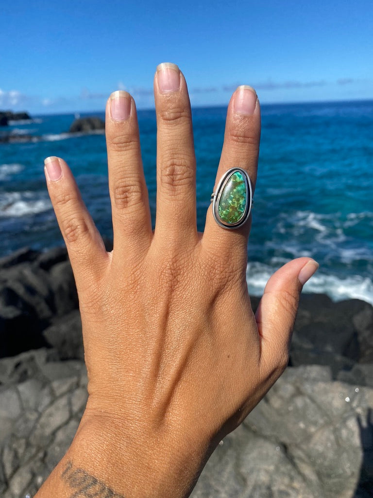Bao Canyon Turquoise Sterling Silver Ring Size 6.75