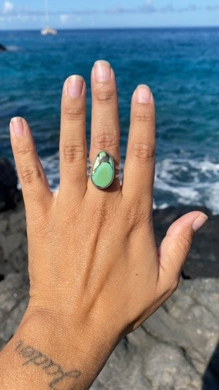 Turquoise Mountain Double Banded Sterling Silver Ring Size 6.5