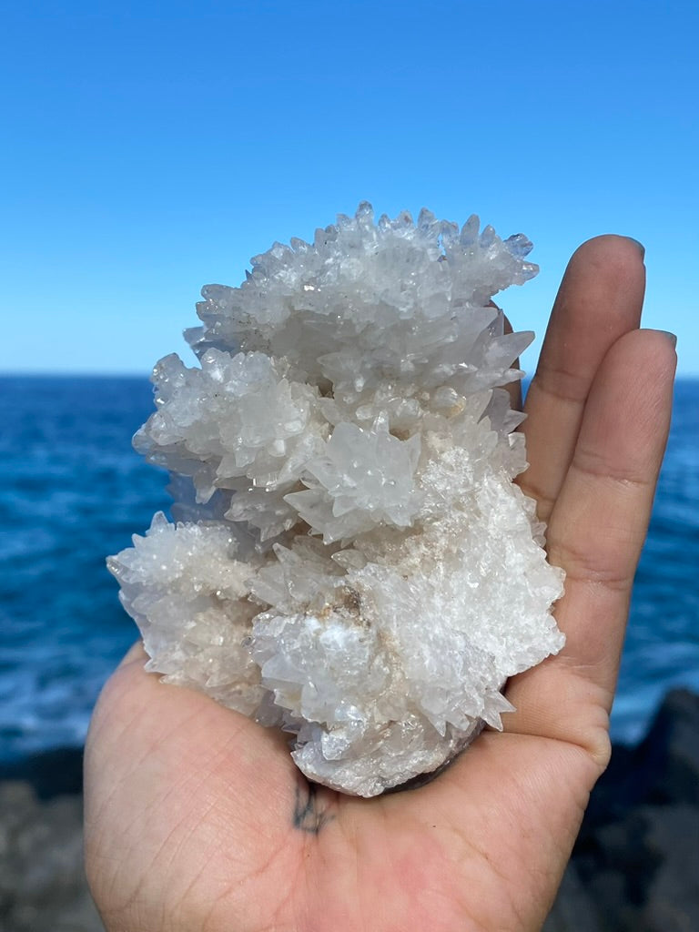 White Aragonite Cave Calcite Cluster
