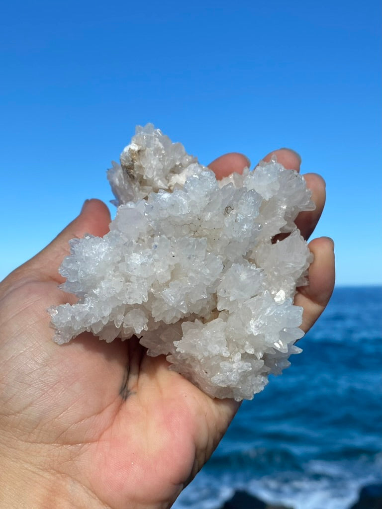 White Aragonite Cave Calcite Cluster