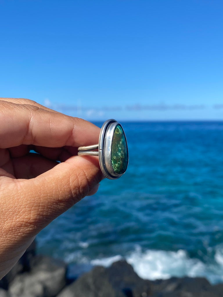 Bao Canyon Turquoise Sterling Silver Ring Size 6.75