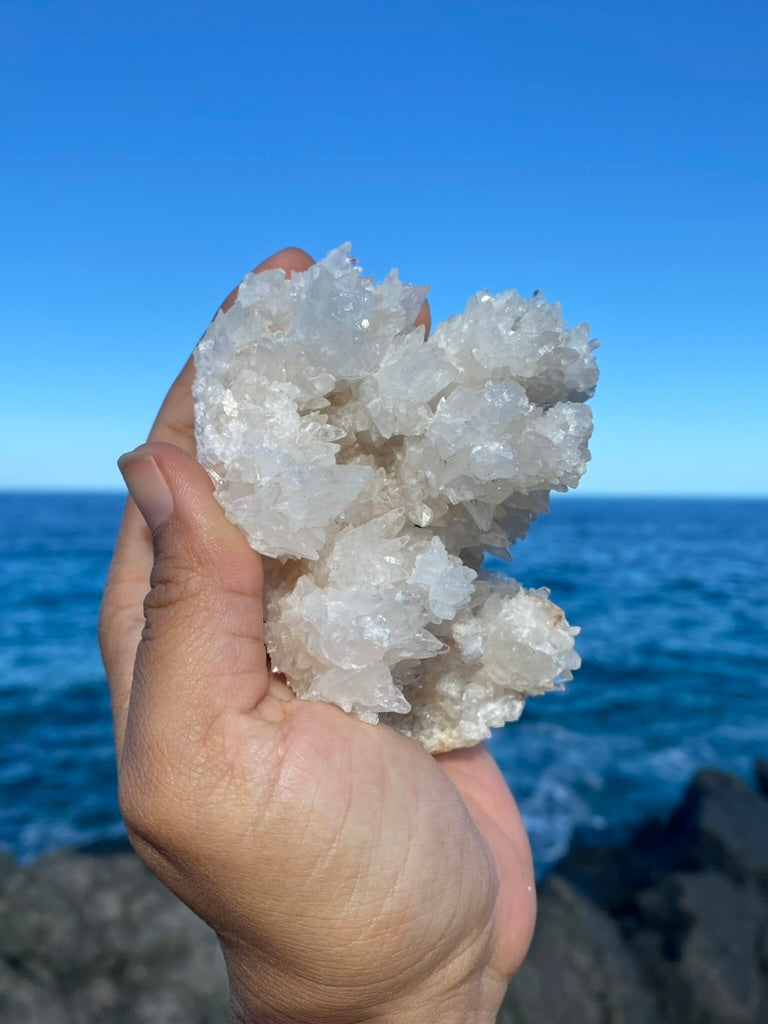 White Aragonite Cave Calcite Cluster