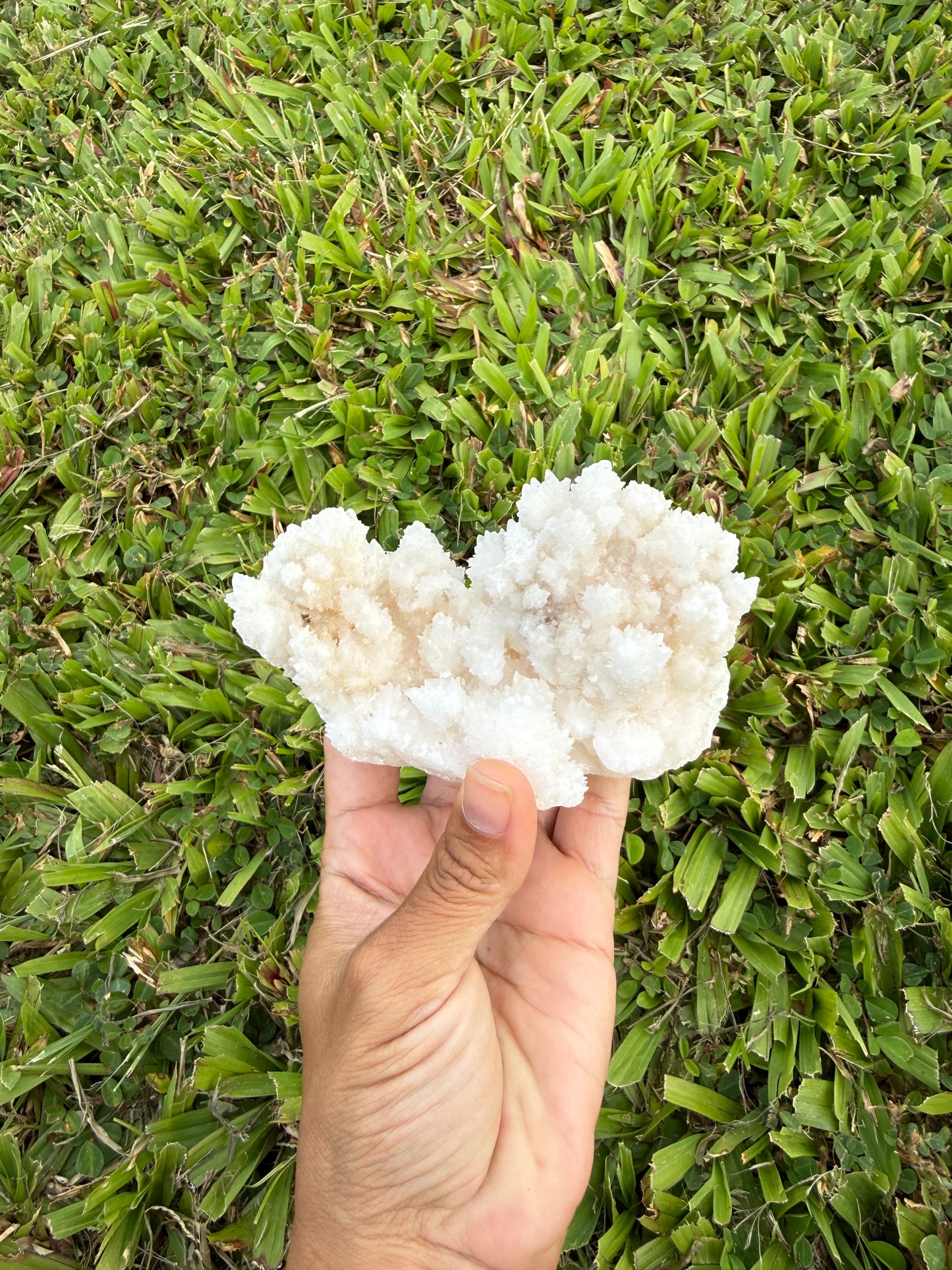 White Aragonite Cave Calcite Cluster