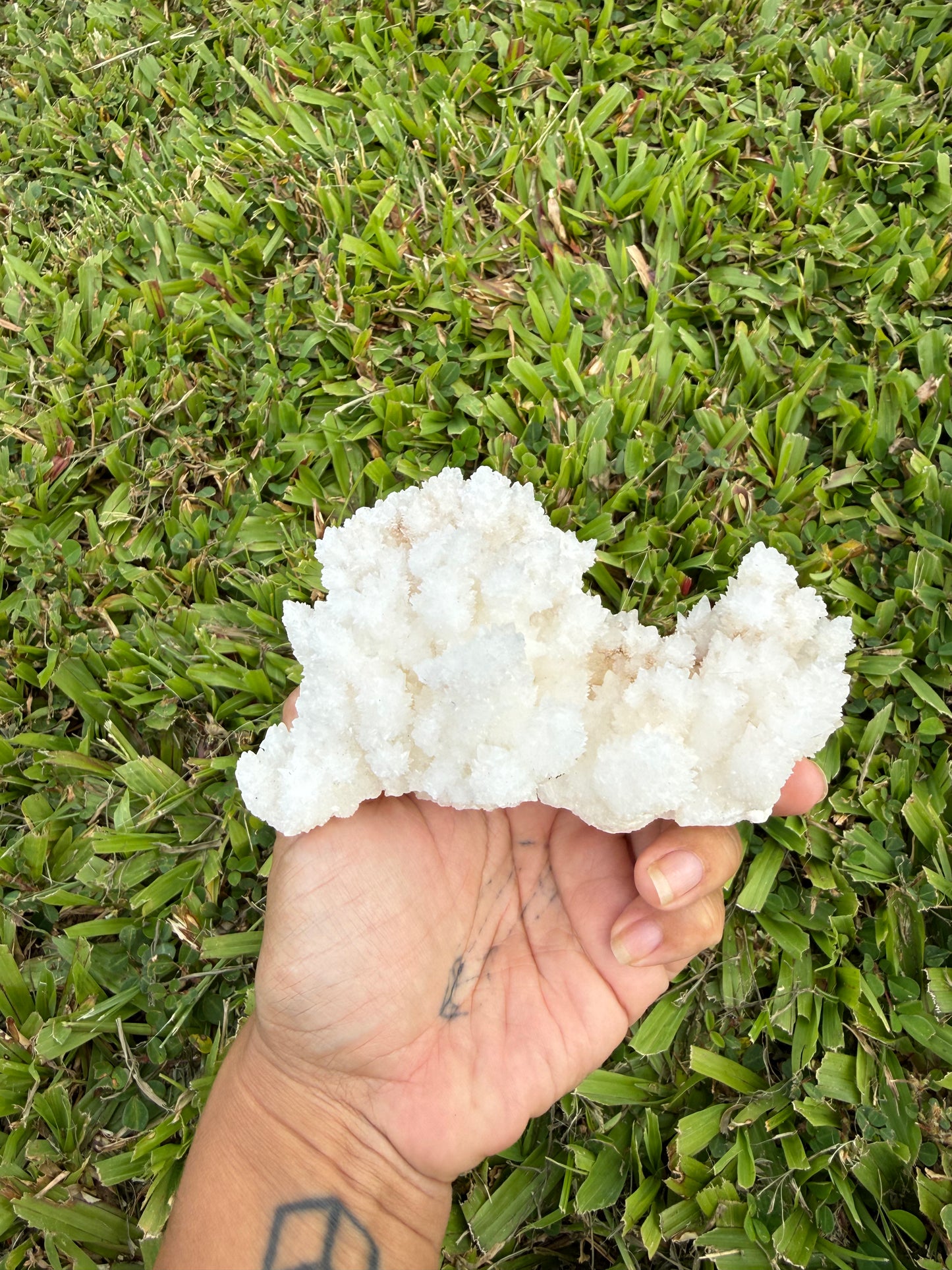 White Aragonite Cave Calcite Cluster