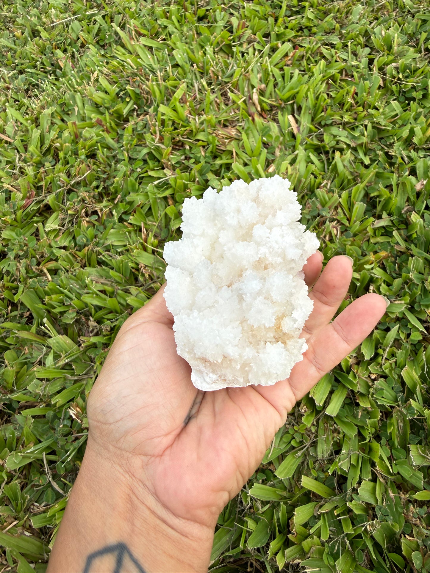 White Aragonite Cave Calcite Cluster