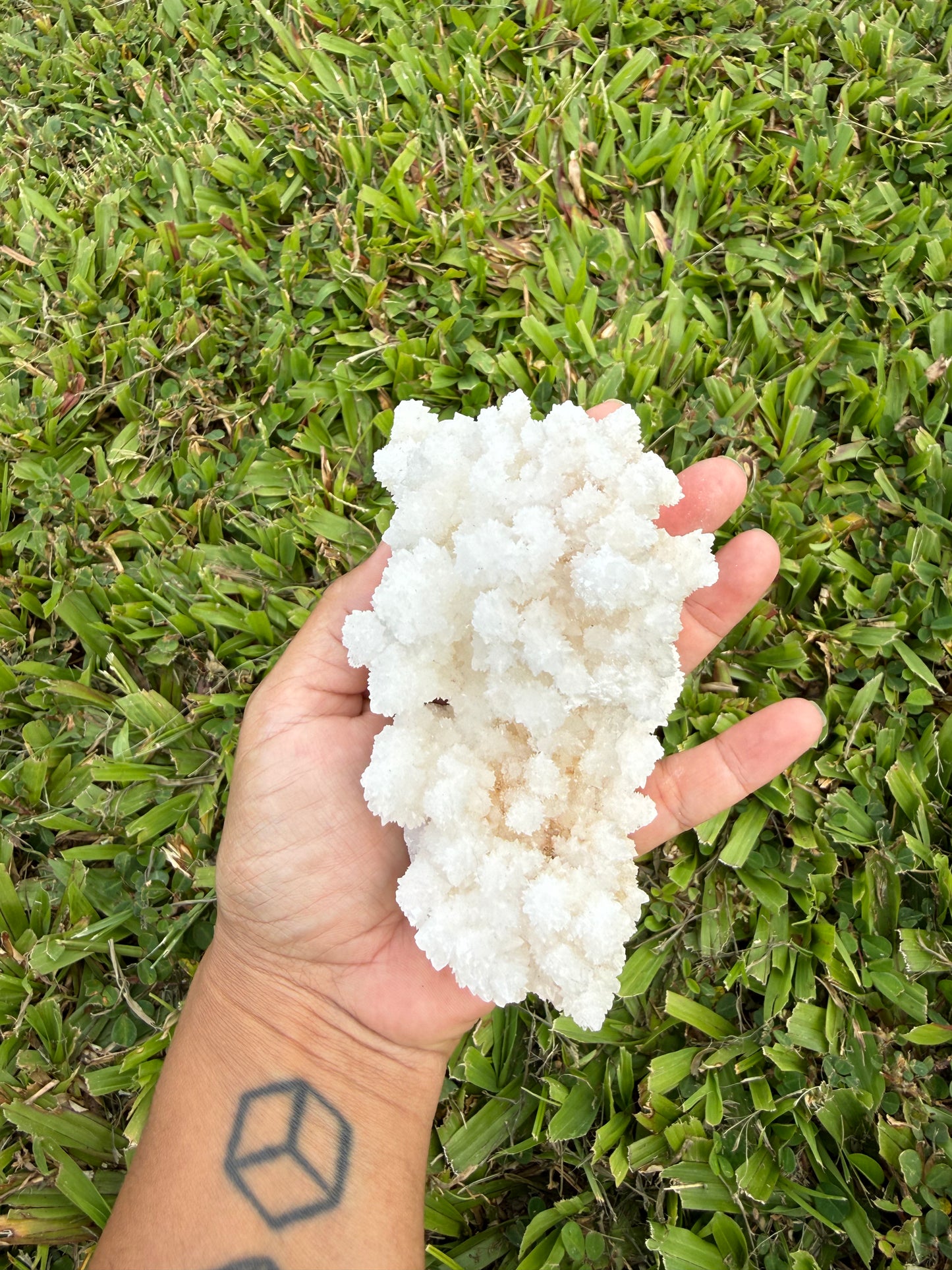 White Aragonite Cave Calcite Cluster