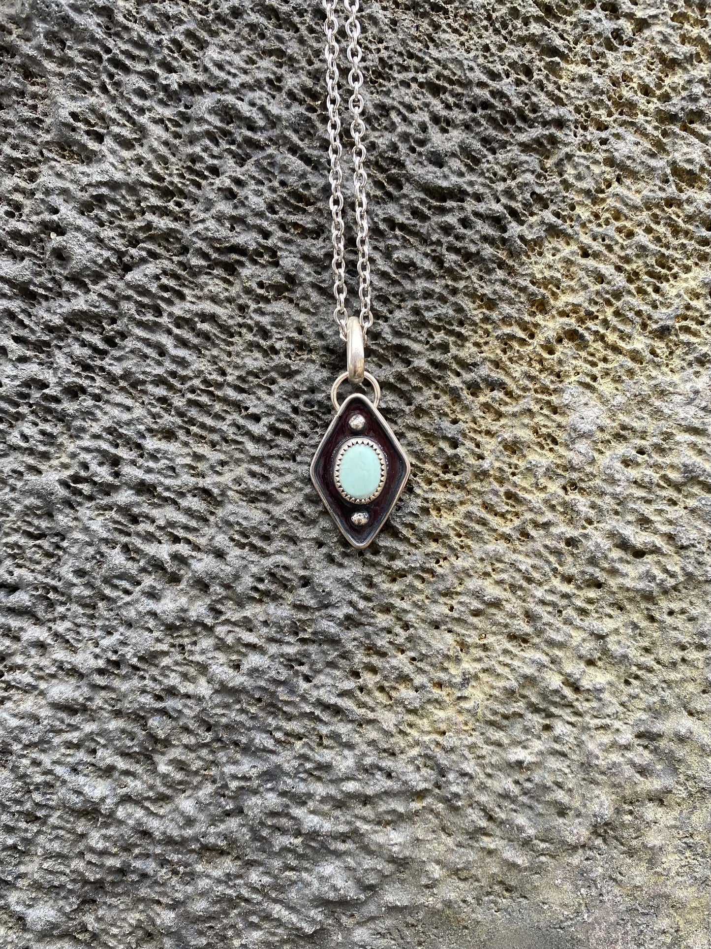Gobi Desert Turquoise Shadow Box Pendant - Glacier Ice Gobi